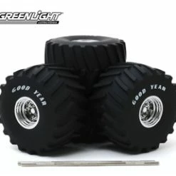 Monster Truck Goodyear Wheel & Tire Set, Black - Greenlight 13547 - 1/18 Scale Diecast Acessory