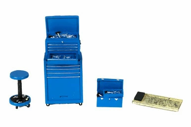 Tire Brigade 4 Piece Tool Set, Blue - Motorhead Miniatures 190 - 1/18 Scale Diorama Accessory 3 Tire Brigade 4 Piece Tool Set, Blue - Motorhead Miniatures 190 - 1/18 Scale Diorama Accessory
