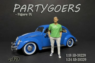 Partygoers Figure IX, White & Lime Green - American Diorama 38329, 1/24 Figurine, Diorama Accessory 3 Partygoers Figure IX, White & Lime Green - American Diorama 38329, 1/24 Figurine, Diorama Accessory