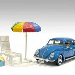 Beach Chair & Umbrella, Multi - American Diorama 76317 - 1/18 Scale Figurine - Diorama Accessory