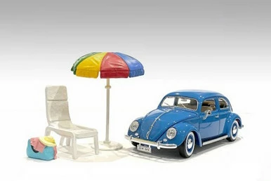 Beach Chair & Umbrella, Multi - American Diorama 76317 - 1/18 Scale Figurine - Diorama Accessory 3 Beach Chair & Umbrella, Multi - American Diorama 76317 - 1/18 Scale Figurine - Diorama Accessory