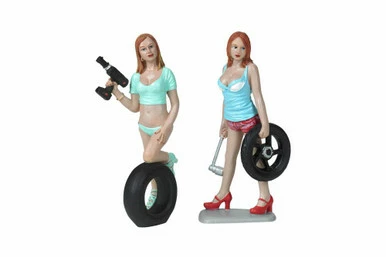Motorhead Miniatures Tire Brigade Michele And Meg 2 Piece Figurine Set, - 771 - 1/18 Scale Figurine - Diorama Accessory 3 Motorhead Miniatures Tire Brigade Michele And Meg 2 Piece Figurine Set, - 771 - 1/18 Scale Figurine - Diorama Accessory
