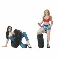 Motorhead Miniatures Tire Brigade Val And Andie 2 Piece Figurine Set, 772 - 1/18 Scale Figurine - Diorama Accessory