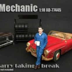 Mechanic Larry Taking Break, American Diorama 77445 - 1/18 Scale Accessory For Diecast Cars