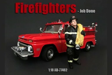 Firefighter Job Done, American Diorama 77462 - 1/18 Scale Accessory For Diecast Cars 3 Firefighter Job Done, American Diorama 77462 - 1/18 Scale Accessory For Diecast Cars