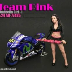 Team Pink Umbrella Girl I, American Diorama 77485 - 1/24 Scale Accessory For Diecast Cars