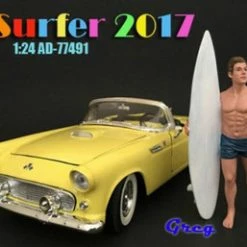 Surfer 2017 Greg Figure W/ Surfboard, American Diorama 77491 - 1/24 Scale Accessory For Diecast Cars