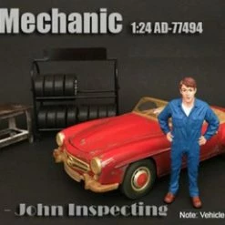 Mechanic John Inspecting, American Diorama 77494 - 1/24 Scale Accessory For Diecast Cars