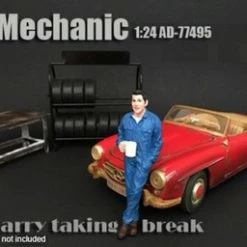 Mechanic Larry Taking Break, American Diorama 77495 - 1/24 Scale Accessory For Diecast Cars