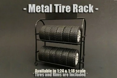 Metal Tire Rack, American Diorama 77530 - 1/24 Scale Accessory For Diecast Cars 3 Metal Tire Rack, American Diorama 77530 - 1/24 Scale Accessory For Diecast Cars