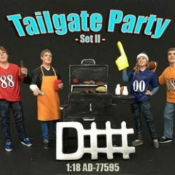 Four Figure Tailgate And Barbeque Set - American Diorama 77595 - 1/18 Scale Diecast Model Toy Car