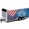 Patriotic Enclosed Trailer, Red White And Blue - Auto World AWSP092 - 1/64 Scale Diecast Trailer